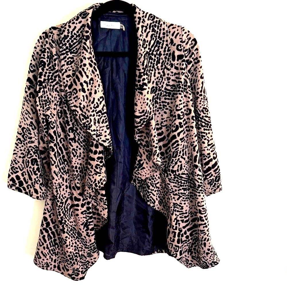 Calvin Klein Leopard Print Drape Jacket Cardigan … - image 1